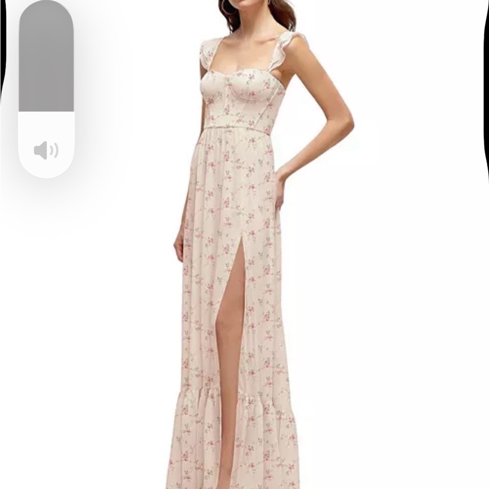 Dessy collection ruffle strap chiffon bustier maxi dress